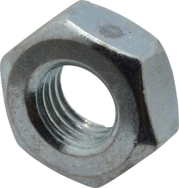 Value Collection - 1/4-28 UN Steel Right Hand Machine Screw Hex Nut - 7/16" Across Flats, 0.193" High, Zinc-Plated Finish, 2B Class of Fit - Top Tool & Supply