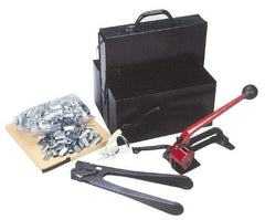 Value Collection - 200 Inch Long x 1/2 Inch Wide, Strapping Kit - Contains 2 Coils, 500 Seals, Steel Strap Cutter, Sealing Tool, Tensioner and Heavy Duty Reusable Dispenser - Top Tool & Supply