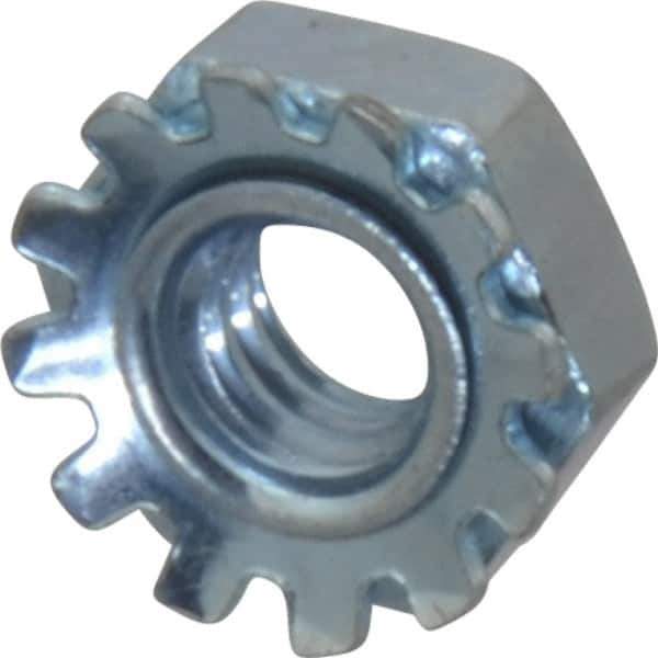 Value Collection - #8-32, Zinc Plated, Steel Hex Nut with External Tooth Washer - 5/16" Washer Diam, 11/32" Width Across Flats - Top Tool & Supply