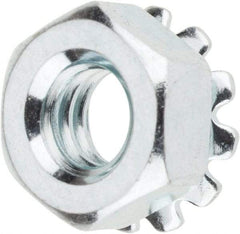 Value Collection - 1/4-20, Zinc Plated, Steel Hex Nut with External Tooth Washer - 1/2" Washer Diam, 7/16" Width Across Flats - Top Tool & Supply