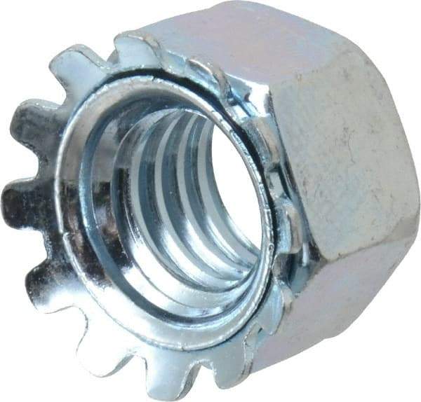 Value Collection - 3/8-16, Zinc Plated, Steel Hex Nut with External Tooth Washer - 57/64" Washer Diam, 9/16" Width Across Flats - Top Tool & Supply