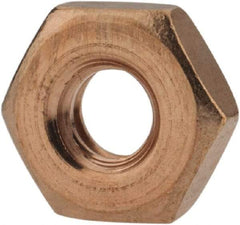 Value Collection - #10-24 UNC Silicon Bronze Right Hand Machine Screw Hex Nut - 3/8" Across Flats, 1/8" High, Uncoated - Top Tool & Supply