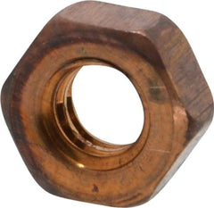 Value Collection - 1/4-20 UN Silicon Bronze Right Hand Machine Screw Hex Nut - 7/16" Across Flats, 3/16" High, Uncoated - Top Tool & Supply