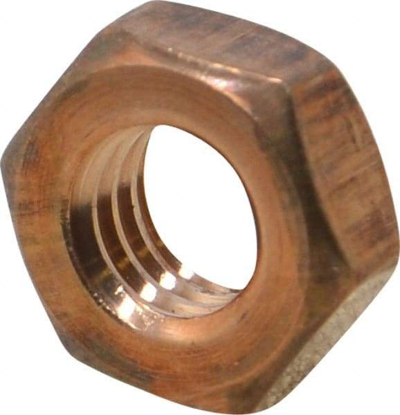 Value Collection - 3/8-16 UNC Silicon Bronze Right Hand Machine Screw Hex Nut - 5/8" Across Flats, 1/4" High, Uncoated - Top Tool & Supply