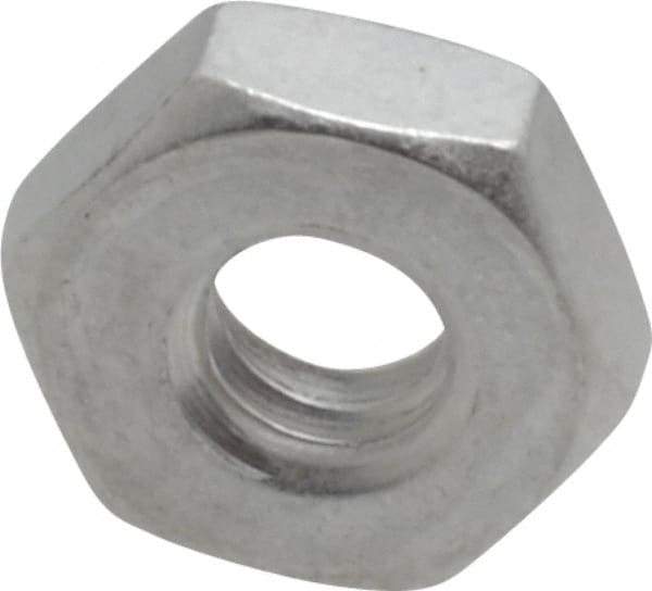 Value Collection - #10-24 UNC Aluminum Right Hand Machine Screw Hex Nut - 3/8" Across Flats, 1/8" High, Uncoated - Top Tool & Supply