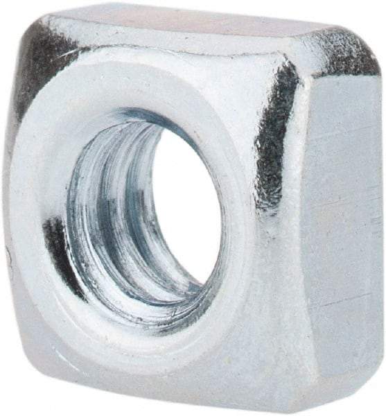 Value Collection - 1/4-20 Steel Square Nut - Zinc Plated, 7/16" Square Width x 7/32" Overall Height - Top Tool & Supply