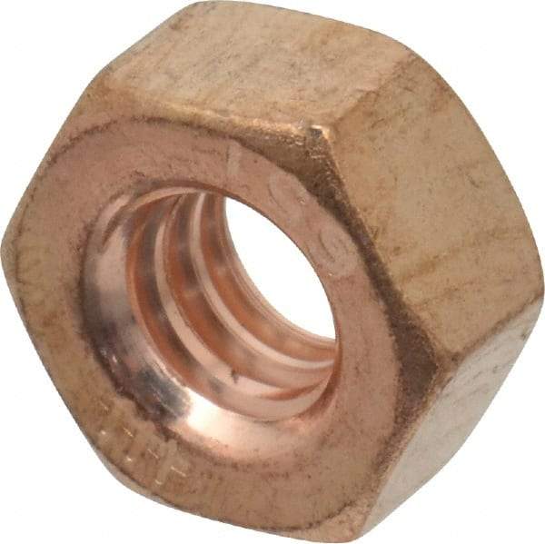 Value Collection - 1/4-20 UNC Silicon Bronze Right Hand Hex Nut - 7/16" Across Flats, 7/32" High, Uncoated - Top Tool & Supply