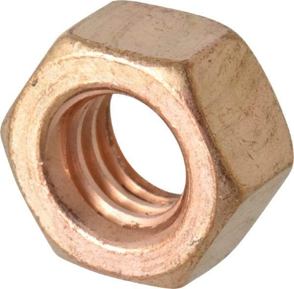 Value Collection - 5/16-18 UNC Silicon Bronze Right Hand Hex Nut - 1/2" Across Flats, 17/64" High, Uncoated - Top Tool & Supply