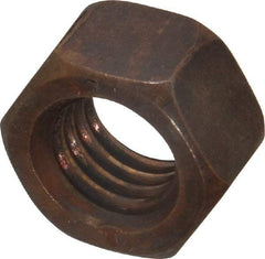 Value Collection - 1/2-13 UNC Silicon Bronze Right Hand Hex Nut - 3/4" Across Flats, 7/16" High, Uncoated - Top Tool & Supply