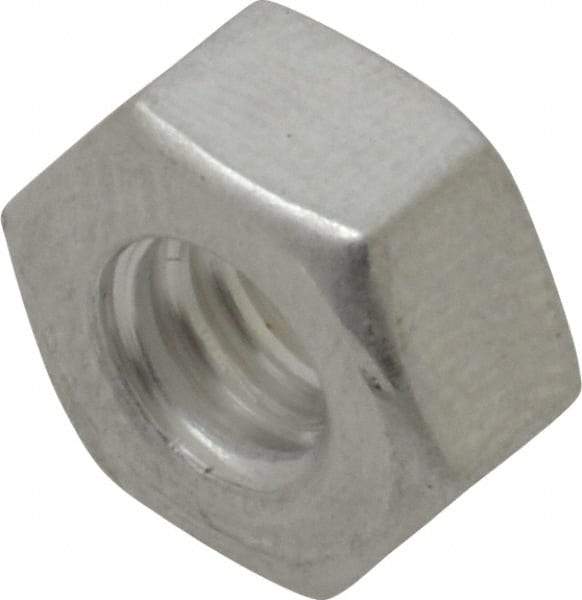 Value Collection - 1/4-20 UN Aluminum Right Hand Hex Nut - 7/16" Across Flats, 7/32" High, Uncoated - Top Tool & Supply