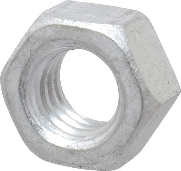 Value Collection - 5/16-18 UN Aluminum Right Hand Hex Nut - 1/2" Across Flats, 17/64" High, Aluminum-Plated Finish - Top Tool & Supply