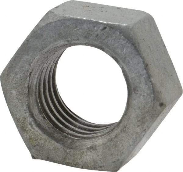 Value Collection - 1/2-13 UNC Steel Right Hand Hex Nut - 3/4" Across Flats, 7/16" High, Hot Dipped Galvanized Finish - Top Tool & Supply