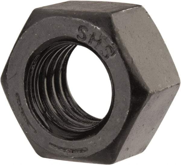 Value Collection - 9/16-12 UNC Steel Right Hand Hex Nut - 7/8" Across Flats, 31/64" High, Black Oxide Finish - Top Tool & Supply