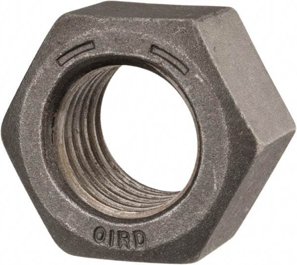 Value Collection - 1-1/8 - 7 UNC Steel Right Hand Hex Nut - 1-11/16" Across Flats, 31/32" High, Black Oxide Finish - Top Tool & Supply