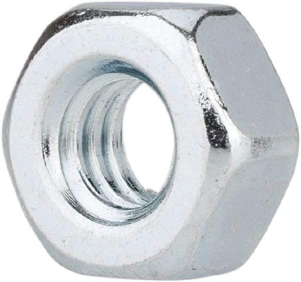 Value Collection - 1/4-20 UNC Steel Right Hand Hex Nut - 7/16" Across Flats, 7/32" High, Zinc-Plated Finish - Top Tool & Supply