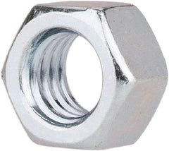 Value Collection - 3/8-16 UNC Steel Right Hand Hex Nut - 9/16" Across Flats, 21/64" High, Zinc-Plated Finish - Top Tool & Supply