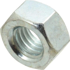 Value Collection - 7/16-14 UNC Steel Right Hand Hex Nut - 11/64" Across Flats, 3/8" High, Zinc-Plated Finish - Top Tool & Supply