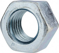 Value Collection - 1-1/8 - 7 UNC Steel Right Hand Hex Nut - 1-11/16" Across Flats, 31/32" High, Zinc-Plated Finish - Top Tool & Supply