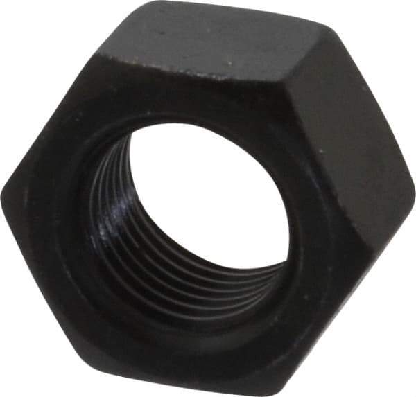 Value Collection - 1/2-20 UNF Steel Right Hand Hex Nut - 3/4" Across Flats, 7/16" High, Black Oxide Finish - Top Tool & Supply