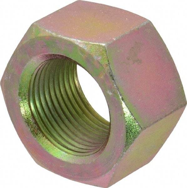 Value Collection - 1-1/8 - 12 UNF Steel Right Hand Hex Nut - 1-11/16" Across Flats, 31/32" High, Zinc Yellow Dichromate Finish - Top Tool & Supply