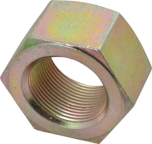 Value Collection - 1-1/2 - 12 UN Steel Right Hand Hex Nut - 2-1/4" Across Flats, 1-9/32" High, Zinc Yellow Dichromate Finish - Top Tool & Supply