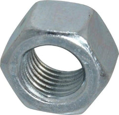 Value Collection - 3/8-24 UN Steel Right Hand Hex Nut - 9/16" Across Flats, 21/64" High, Zinc-Plated Finish - Top Tool & Supply