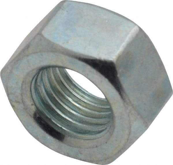 Value Collection - 7/16-20 UNF Steel Right Hand Hex Nut - 11/16" Across Flats, 3/8" High, Zinc-Plated Finish - Top Tool & Supply