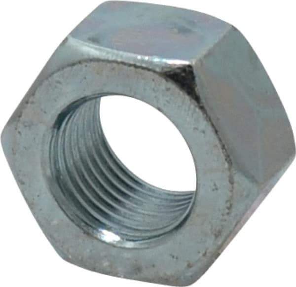 Value Collection - 9/16-18 UN Steel Right Hand Hex Nut - 7/8" Across Flats, 31/64" High, Zinc-Plated Finish - Top Tool & Supply