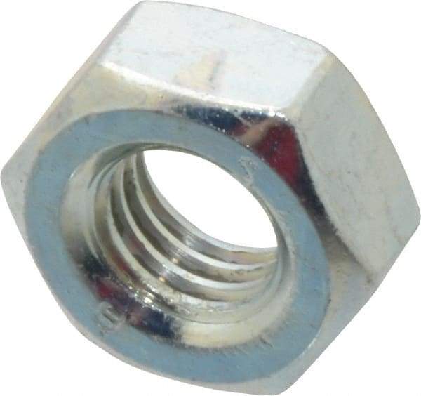 Value Collection - M10x1.50 Metric Coarse Steel Right Hand Hex Nut - 17mm Across Flats, 8mm High, Zinc-Plated Finish - Top Tool & Supply