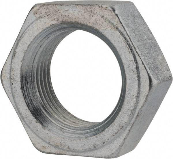 Value Collection - 1-1/8 - 12 UNF Steel Right Hand Hex Jam Nut - 1-11/16" Across Flats, 39/64" High, Zinc Clear Finish - Top Tool & Supply