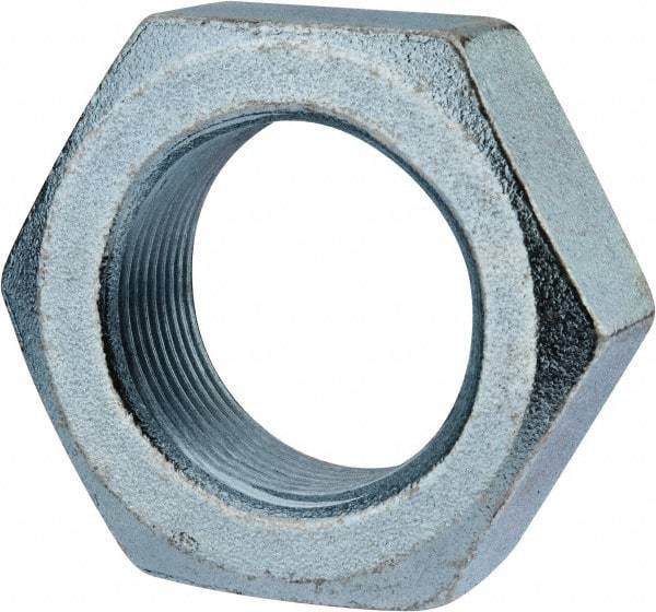 Value Collection - 1-1/2 - 12 UN Steel Right Hand Hex Jam Nut - 2-1/4" Across Flats, 27/32" High, Zinc-Plated Finish - Top Tool & Supply