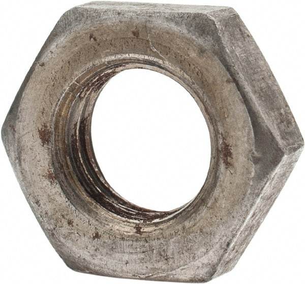 Value Collection - 7/16-14 UNC Steel Left Hand Hex Jam Nut - 11/16" Across Flats, 1/4" High, Uncoated - Top Tool & Supply