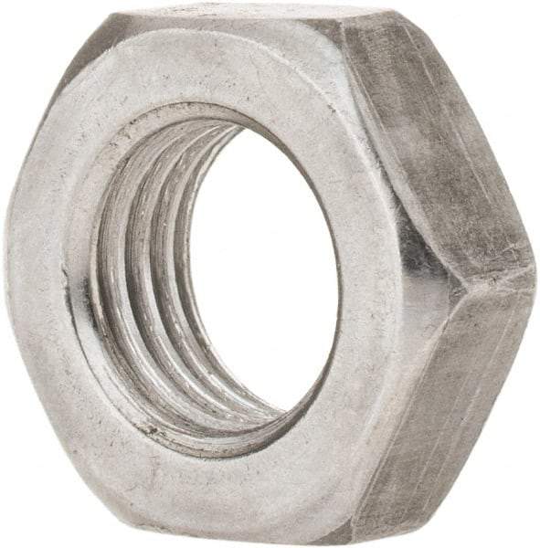 Value Collection - 7/16-20 UNF Steel Left Hand Hex Jam Nut - 11/16" Across Flats, 1/4" High, Uncoated - Top Tool & Supply