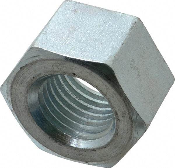 Value Collection - 1-1/4 - 7 UNC Steel Right Hand Heavy Hex Nut - 2" Across Flats, 1-7/32" High, Zinc-Plated Finish - Top Tool & Supply