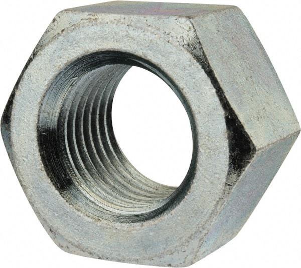 Value Collection - 1-1/2 - 6 UNC Steel Right Hand Heavy Hex Nut - 2-3/8" Across Flats, 1.4688" High, Zinc-Plated Finish - Top Tool & Supply