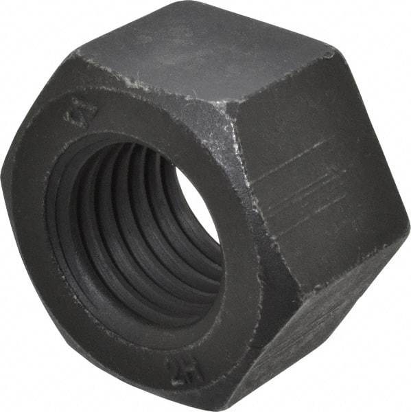 Value Collection - 1-8 UNC Steel Right Hand Heavy Hex Nut - 1-5/8" Across Flats, 63/64" High, Uncoated, 2B Class of Fit - Top Tool & Supply