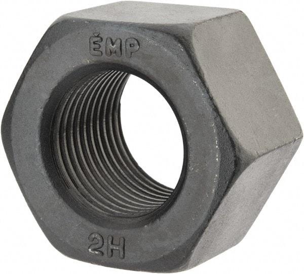 Value Collection - 1-1/2 - 8 UN Steel Right Hand Heavy Hex Nut - 2-3/8" Across Flats, 1-15/32" High, Uncoated, 2B Class of Fit - Top Tool & Supply