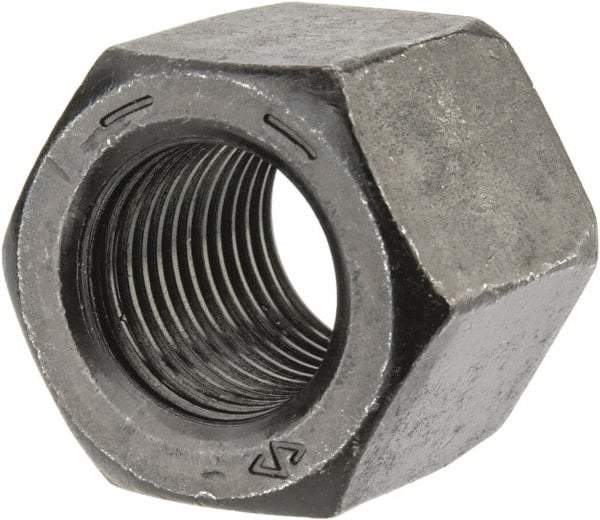 Value Collection - 9/16-18 UNF Steel Right Hand High Hex Nut - 7/8" Across Flats, 49/64" High, Uncoated - Top Tool & Supply