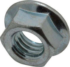 Value Collection - 3/8-16, 3/4" Flange Diam, Serrated Flange Nut - Grade Grade 2 Steel, Zinc-Plated Finish, 0.347" Flange Height - Top Tool & Supply