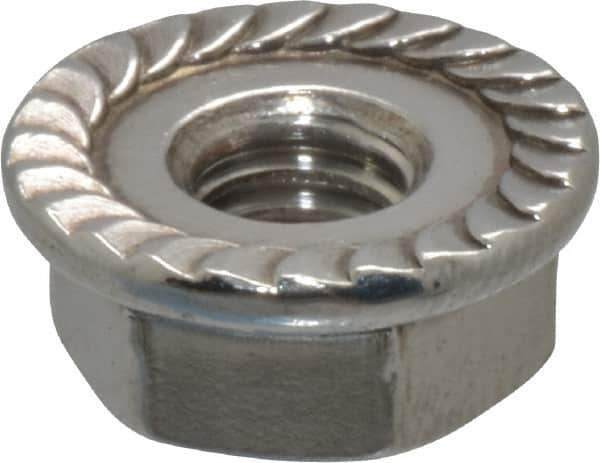 Value Collection - #10-32, 1/2" Flange Diam, Serrated Flange Nut - Grade 18-8 Stainless Steel, 7/32" Flange Height - Top Tool & Supply