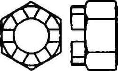 Value Collection - 7/8-14 UNF Grade 5 Steel Castle Locknut - 1-5/16" Width Across Flats, 29/32" High, Uncoated - Top Tool & Supply