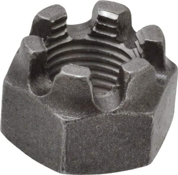 Value Collection - 9/16-18 UNF Grade 5 Steel Castle Locknut - 7/8" Width Across Flats, 39/64" High, Uncoated - Top Tool & Supply