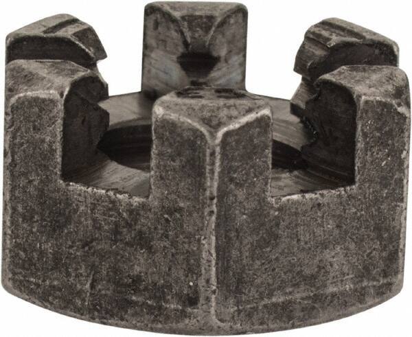 Value Collection - 3/8-16 UNC Grade 2 Steel Slotted Locknut - 9/16" Width Across Flats, 21/64" High, Uncoated - Top Tool & Supply