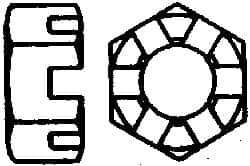 Value Collection - 7/16-20 UNF Grade 2 Steel Slotted Locknut - 11/16" Width Across Flats, 3/8" High, Uncoated - Top Tool & Supply