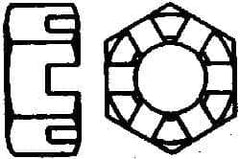 Value Collection - 7/16-20 UNF Grade 2 Steel Slotted Locknut - 11/16" Width Across Flats, 3/8" High, Uncoated - Top Tool & Supply