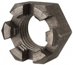 Value Collection - 1-1/4 - 7 UNC Grade 2 Steel Slotted Locknut - 1-7/8" Width Across Flats, 1-1/16" High, Uncoated - Top Tool & Supply