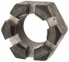 Value Collection - 1-3/8 - 6 UNC Grade 2 Steel Slotted Locknut - 4-1/2" Width Across Flats, 2-37/64" High, Uncoated - Top Tool & Supply