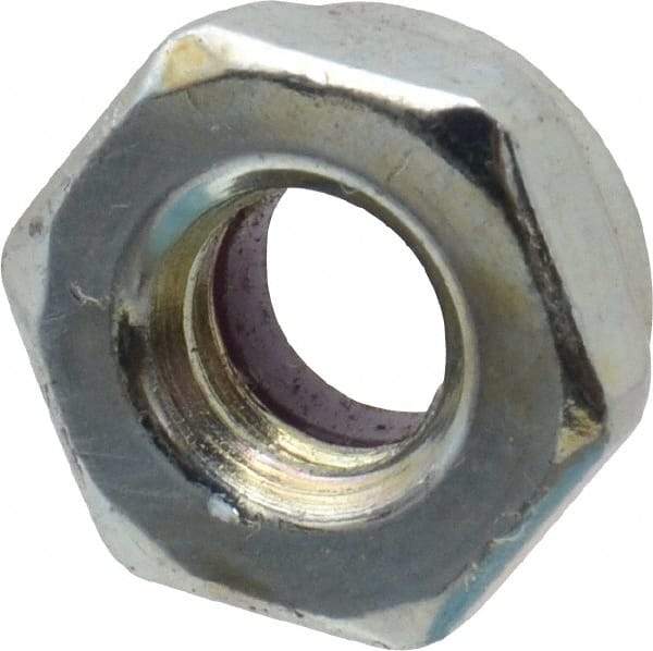 Value Collection - 1/4-20 UNC Grade 2 Hex Jam Lock Nut with Nylon Insert - 7/16" Width Across Flats, 7/32" High, Zinc-Plated Finish - Top Tool & Supply