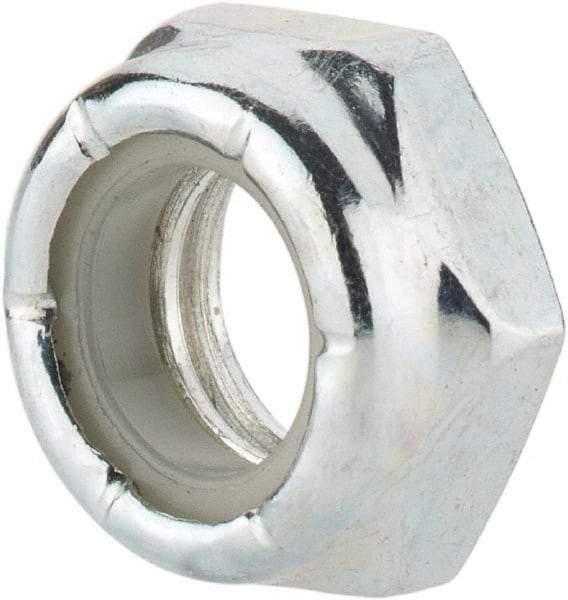 Value Collection - 3/8-16 UNC Grade 2 Hex Jam Lock Nut with Nylon Insert - 9/16" Width Across Flats, 9/32" High, Zinc-Plated Finish - Top Tool & Supply