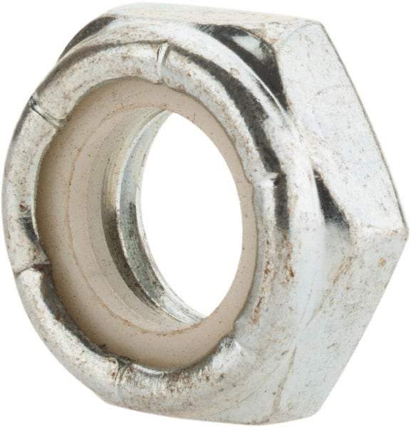 Value Collection - 1-8 UNC Grade 2 Hex Lock Nut with Nylon Insert - 1-7/16" Width Across Flats, 35/64" High, Zinc-Plated Finish - Top Tool & Supply